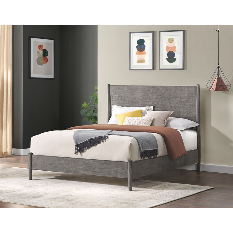 Lit très grand moderne Mid-Century Avrie cannelle, Gris, Très grand