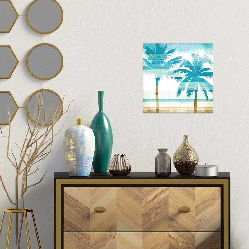 Beachscape Palms III by Michael Mullan - Wrapped Canvas Painting, 45.72 cm H x 45.72 cm W x 1.91 cm D, Wrapped Canvas