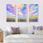Fleurs colorées dans un champ sous de magnifiques nuages - ensemble d'art mural sur toile traditionnel encadré de 3-1103003630-1103003631