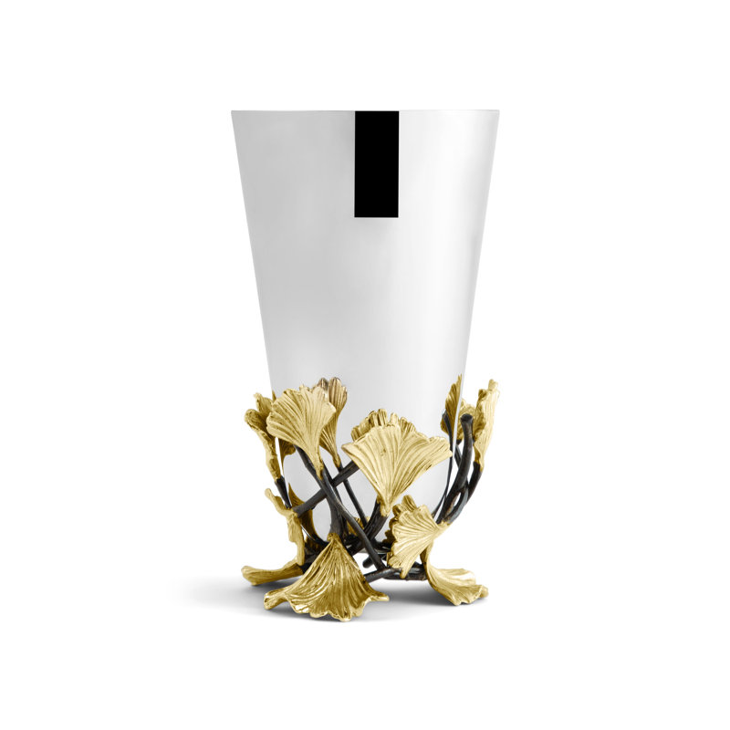 Golden Ginkgo Vase, 8" H x 4.5" W x 4.5" D