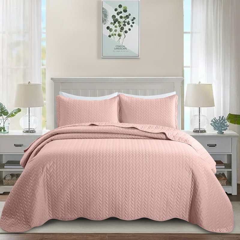 Ensemble de couvre-lit en microfibre , Couvre-lit simple et 1 taie décorative, Pêche