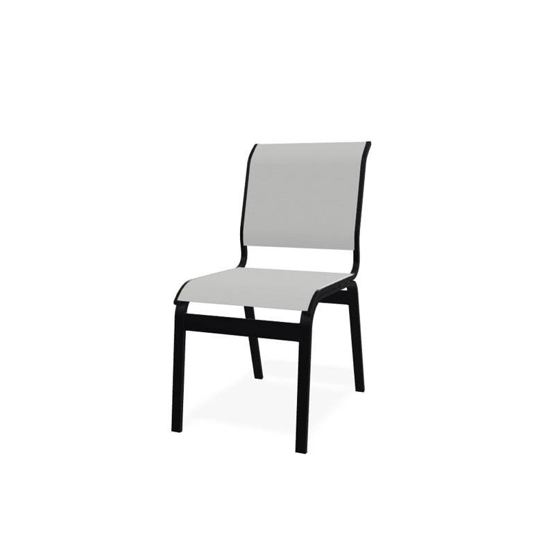 Chaise d'appoint de salle à manger Hiraku, Blanc 6D Sunbrella®, Noir texturé