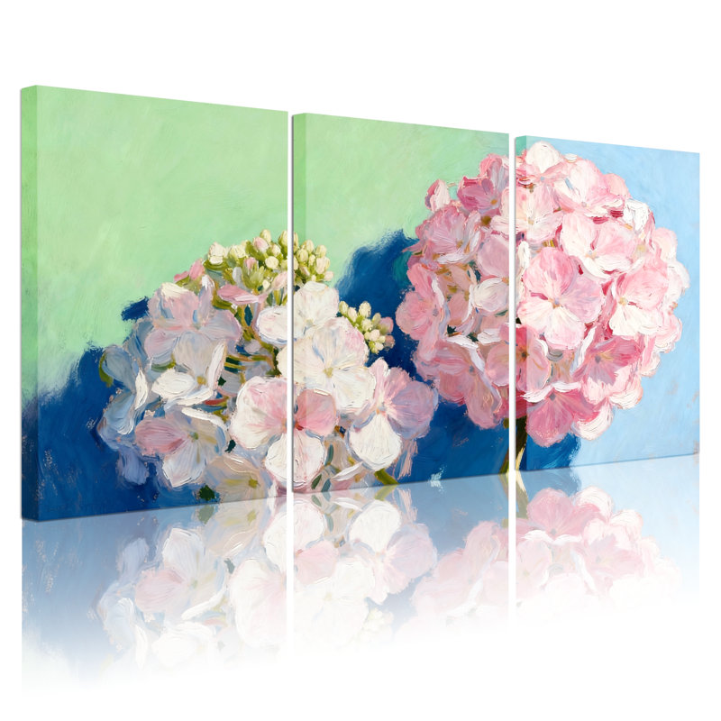 Hydrangea, ensemble de 3 impressions sur toile, H 24 po x l 48 po