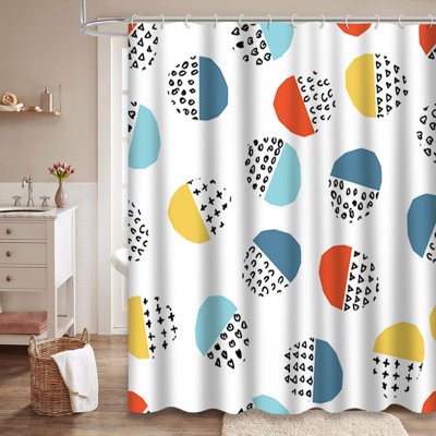Rideau de douche coloré à pois multicolores avec 12 crochets
