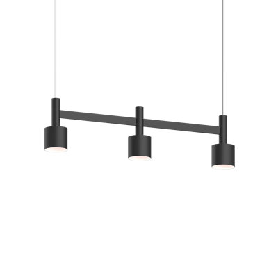 Systema Staccato 3-Light Linear Chandelier, Cylinder Shades, Brass