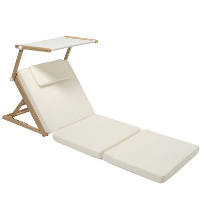 Sunnylife: Pool House Daybed - Casa - Beach-Sand-Outdoor Seating, Wood Frame, Sun Shade, Removable Fabric Cover, 4 Adjustable Recline Settings by Sunnylife