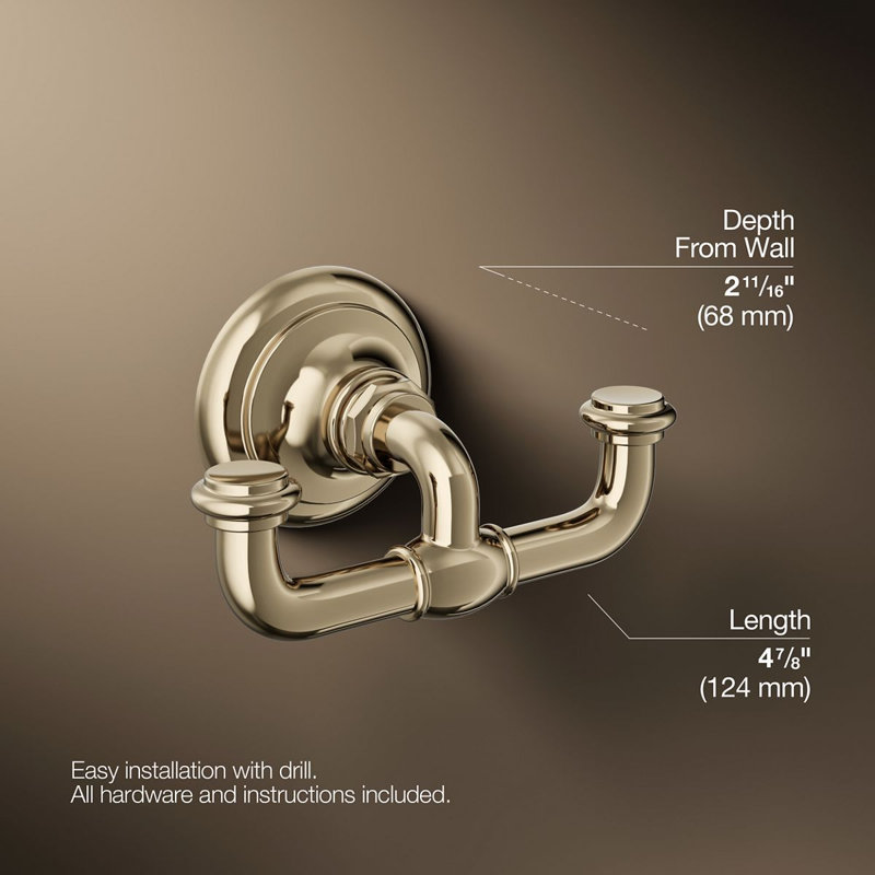 Artifacts® Double Wall Mounted Robe Hook, Gold