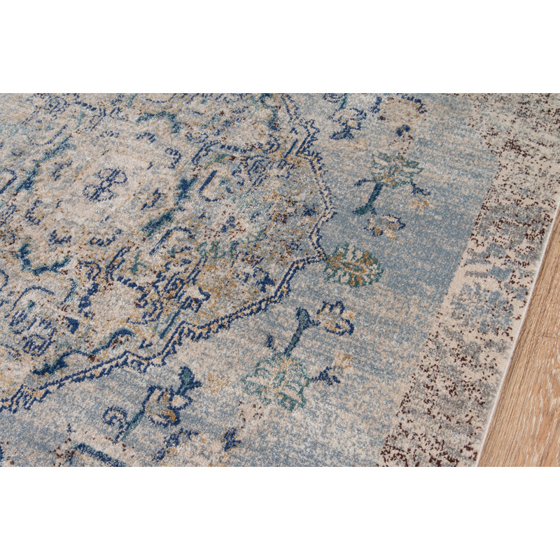 Tapis bleu / gris Moscow Loom, Tapis de couloir 2 pi 3 po x 7 pi 6 po