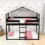 Twin Over Twin Wooden House-Shaped Bunk Bed With Tent Design-1956294827
