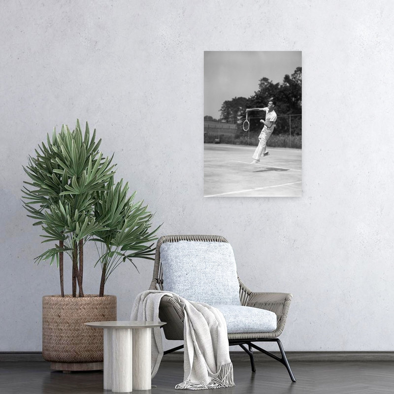 Art des années 1930, homme jouant au tennis sautant dans les airs, rétro, art mural rétro classique, H 24 po x l 16 po