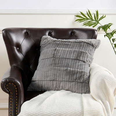 Sculpted Stripe Faux Fur Throw Pillow Cover
