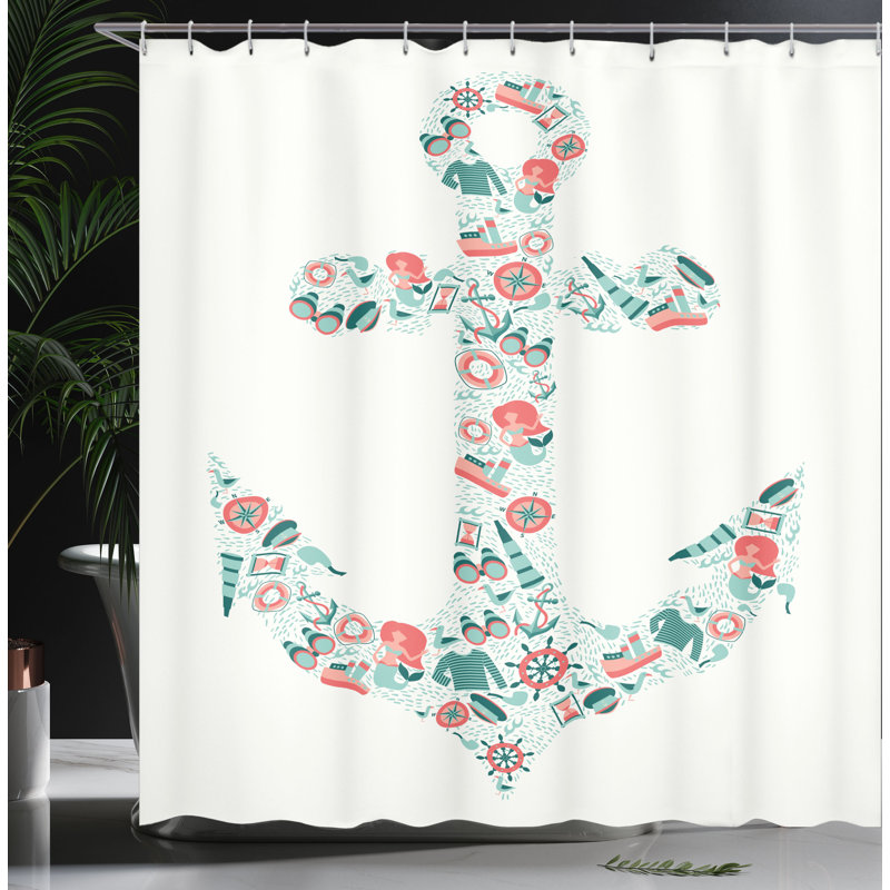 Shower Curtain with Hooks Included, 70"H x 69"W