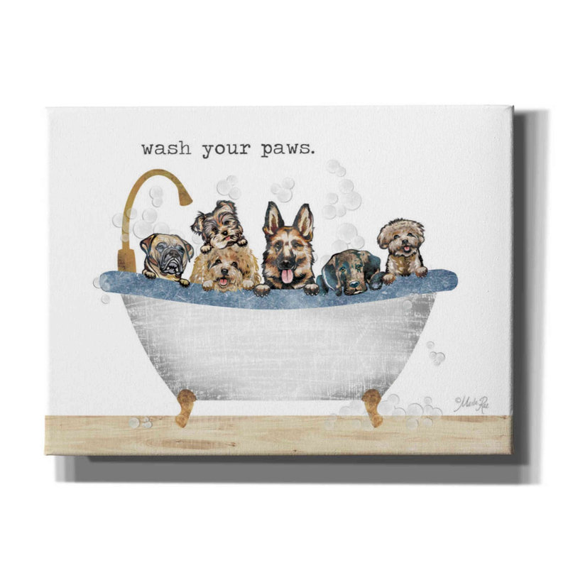 «Wash Your Paws» par Marla Rae, art mural sur toile, H 40 po x l 54 po x P 1,5 po