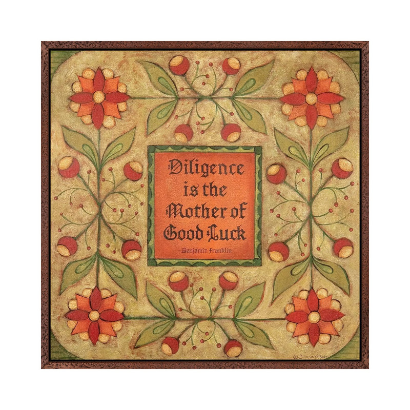 Diligence 1 Piece Painting on Canvas, 66.04cm H x 66.04cm W x 3.81cm D, Classic Brown Wood Floater Framed