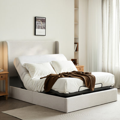 Base de lit réglable pour grand lit, inclinaison de la tête et des pieds, télécommande, masseur, compatibilité avec les matelas en mousse viscoélastique gélifiée, cadre ergonomique 4,0, télécommande électrique, fonction de massage,
