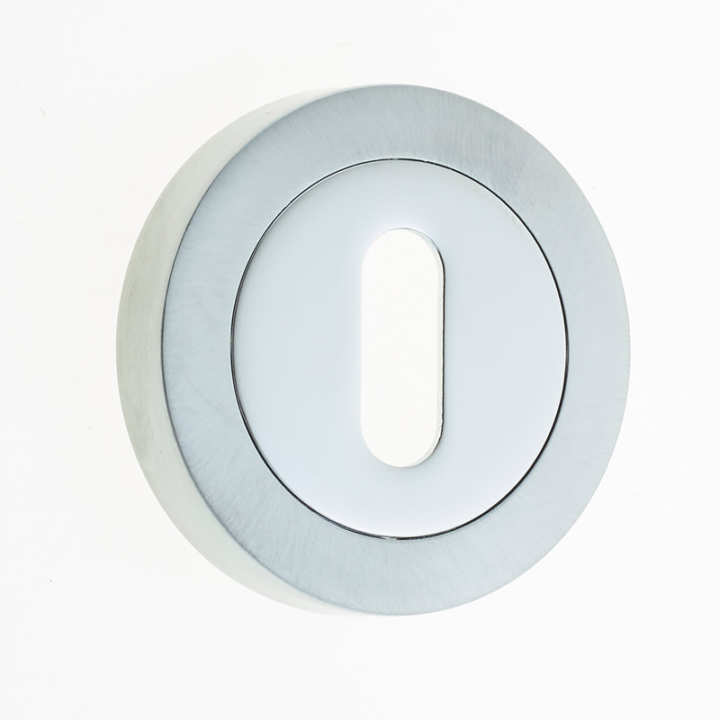 Quadrello Standard Escutcheon Door Accessory, Polished Chrome/Satin Chrome