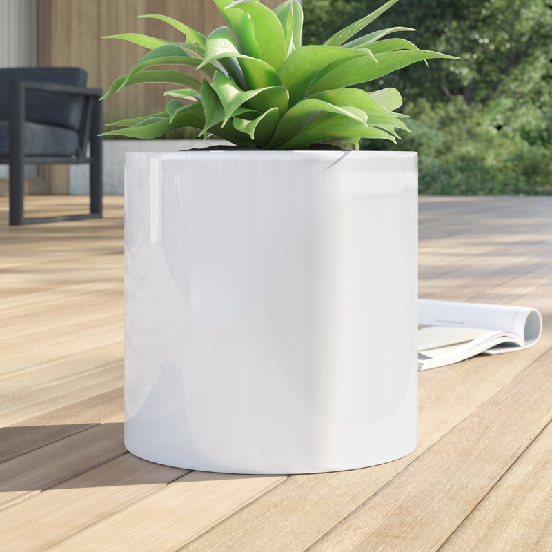 Pot à fleurs en fiberstone Pelley, H 10 po x l 10 po x P 10 po, Blanc