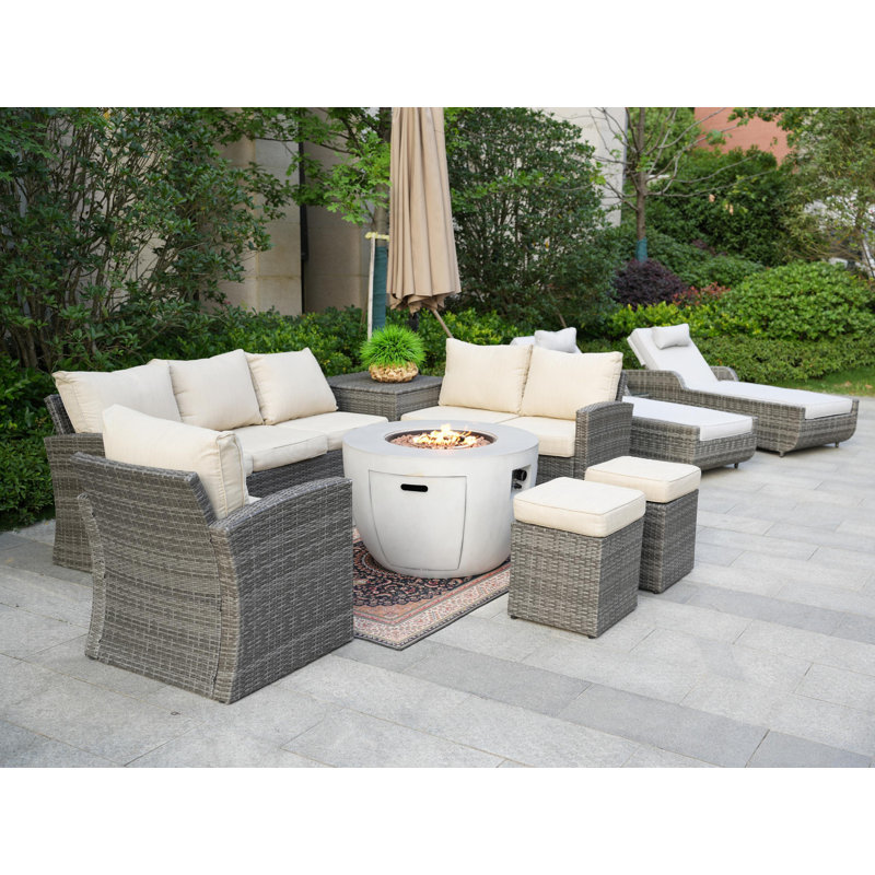 - Person Patio Conversation Set with Cushions, Gray