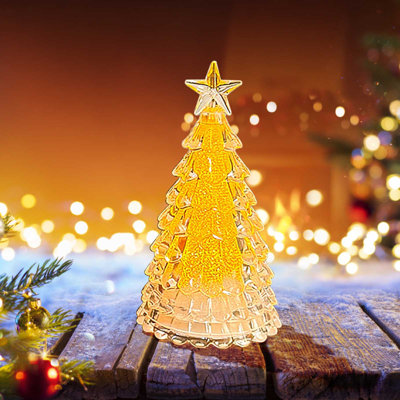 Décoration de Noël Mini arbre de Noël lumineux veilleuse en cristal transparent