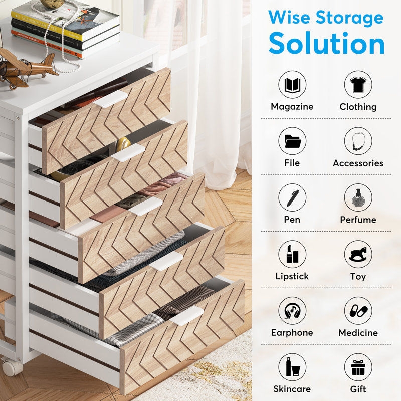 Jasonn 19.69 " Wide 4 - Drawer Storage Cabinet with, White/Brown