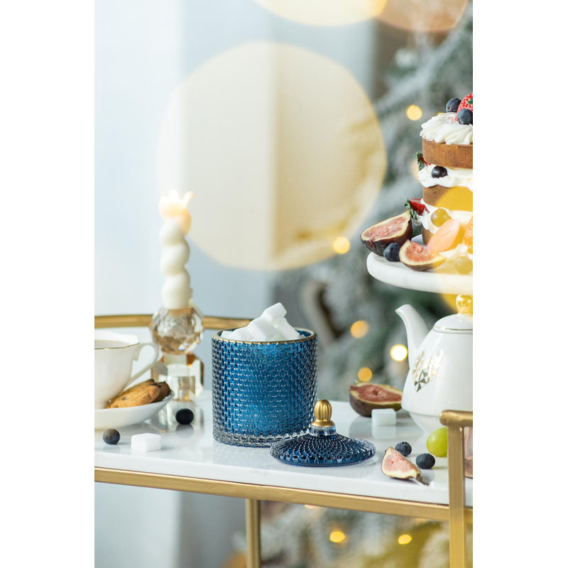 Ensemble de 2 pots à bonbons - 3,5 po x 3,5 po x 5,7 po - bleu / or