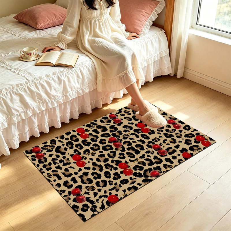  Paillasson antidérapant 16 po x 24 po, Leopard cherry farmhouse, 16"x24"