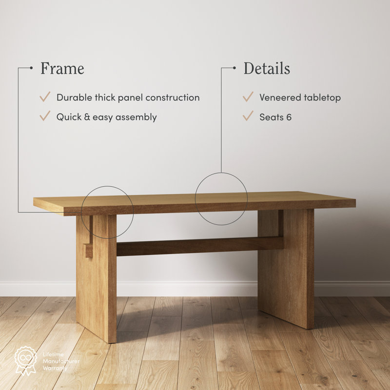 Solid Wood Modern Dining Table for 6 - Stylish & Durable