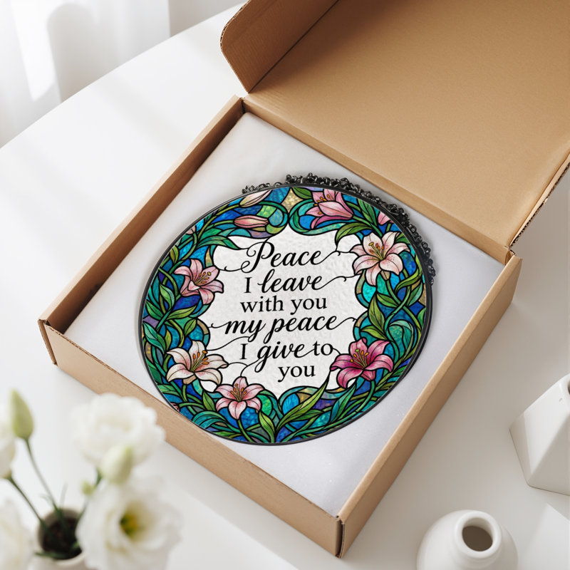 Panneau de vitrail d'écriture floral 12 "H 12", H 12 po x l 12 po