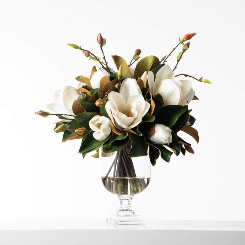 Polyether Polyurethane (PU) Magnolia Arrangement in Vase