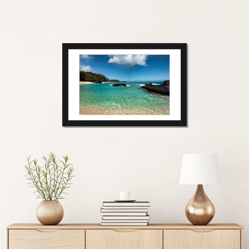 « paradise », reproduction de photo sur toile, H 24 po x l 32 po x P 1 po, Papier d'art encadré noir, Blanc