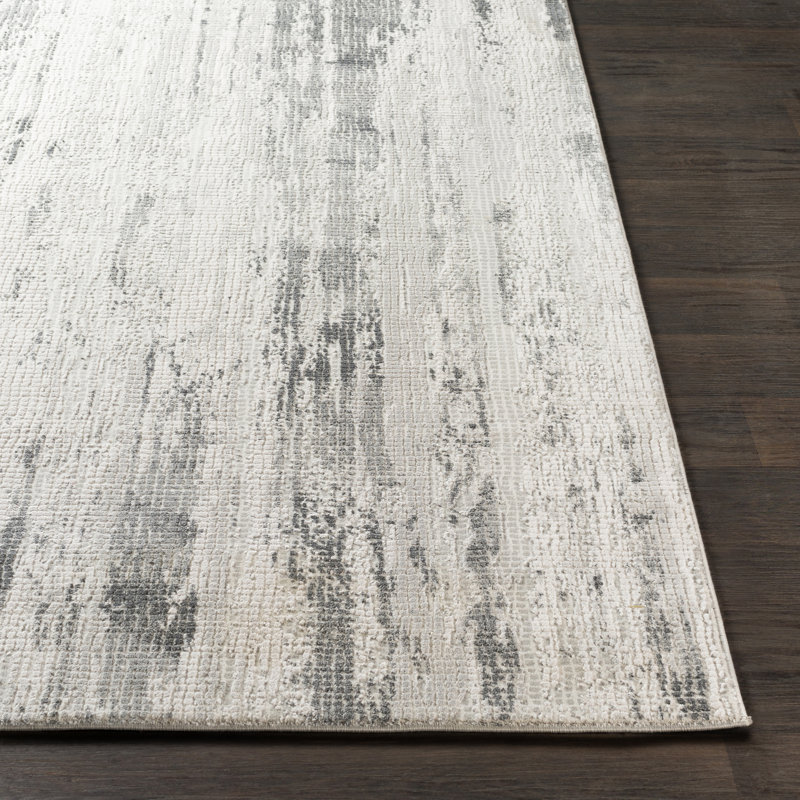 Tapis abstrait gris / gris anthracite Omaha, Tapis de couloir 2 pi 7 po x 7 pi 7 po