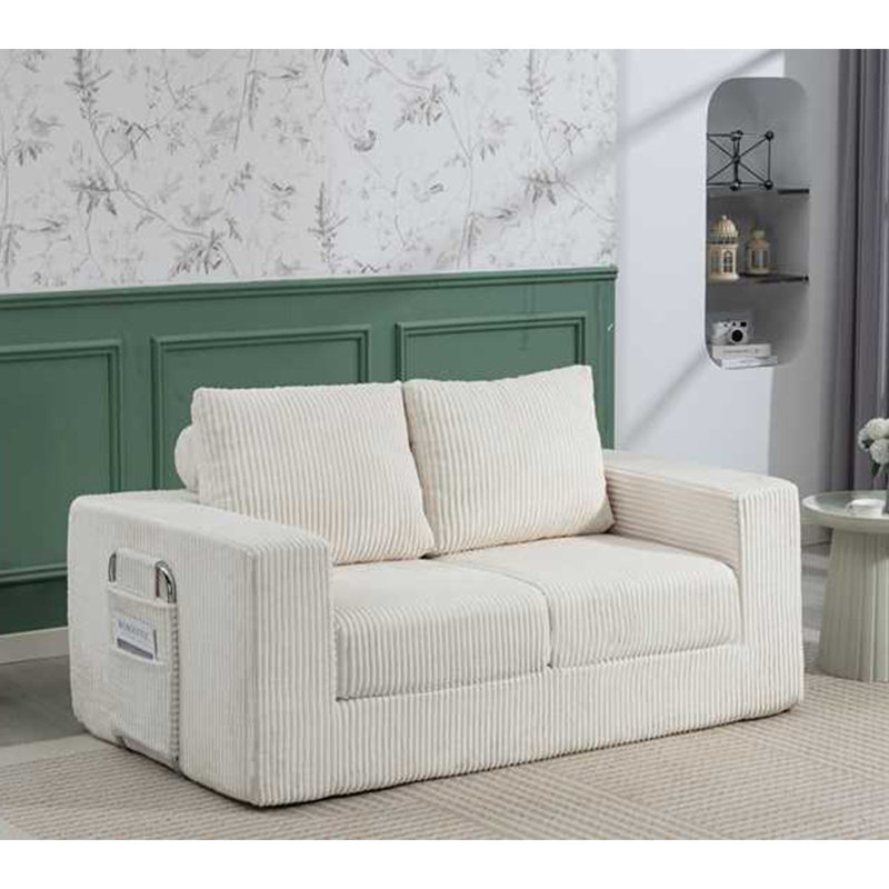 Codeigh Boneless 69'' Convertible Sofa Bed 2 Seats Loveseat Sleeper Sofa Small Couch Sofa, Beige