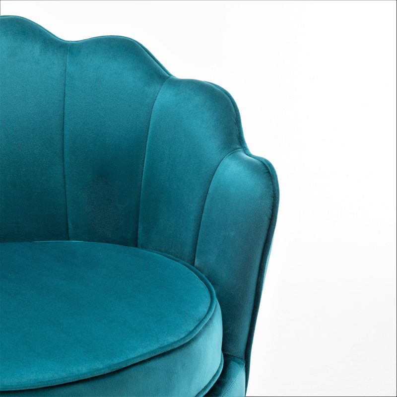Elanora Velvet Barrel Chair, Greenish Blue Velvet