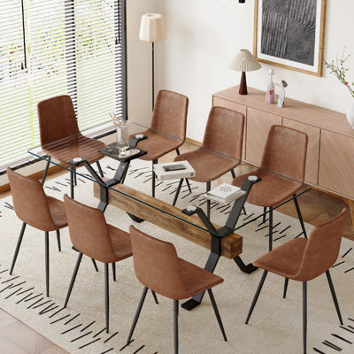 9-Piece Glass Top Dining Table Sets