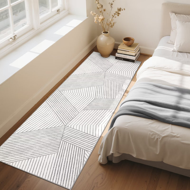 Extra Large Striped Machine Washable Area Rug Geometric Non-Slip Non-Shedding Indoor Outdoor Carpet Low Pile Thin Floor Covering