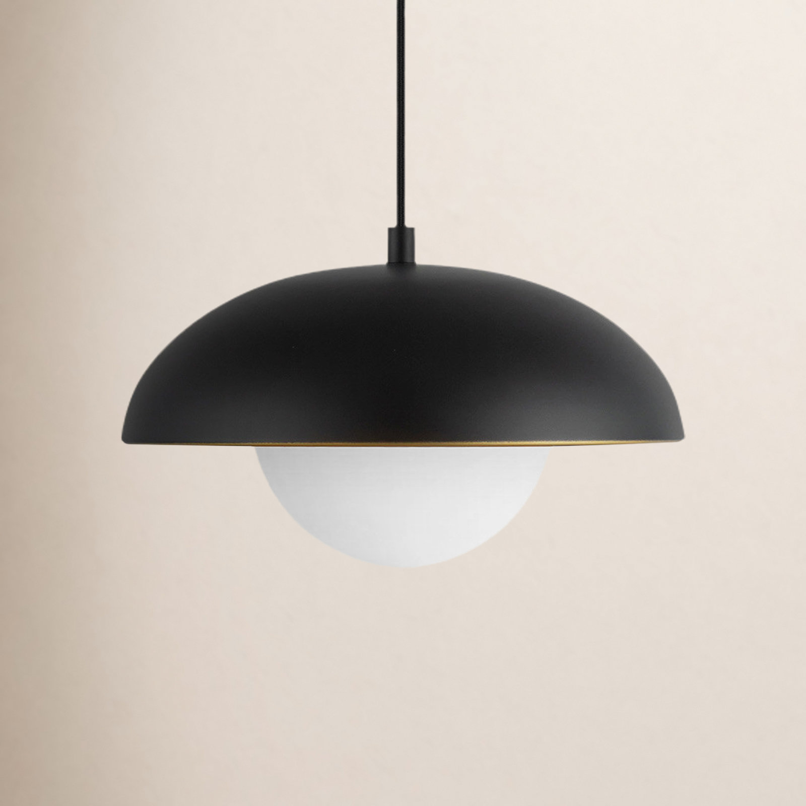 Alessia Single Light Glass Pendant, 6.375" H x 10.875" W x 10.875" D, Matte Black