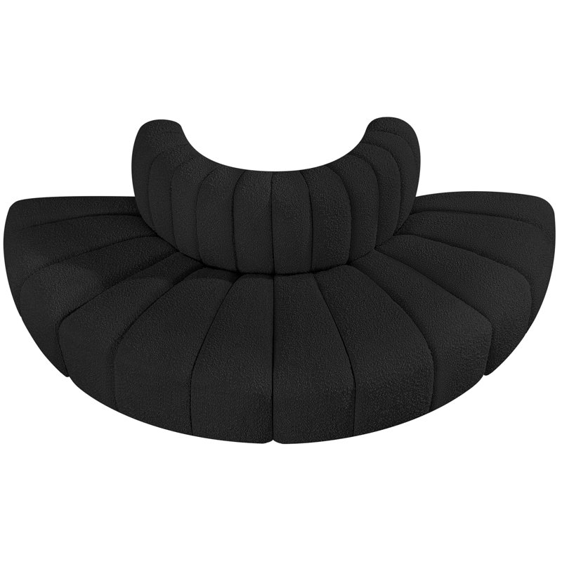 Canapé et méridienne rembourrés Iyleena, Tissu bouclé noir