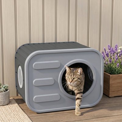 Resin Cat House with Soft Cushion – Weatherproof, Indoor/Outdoor, Easy Clean