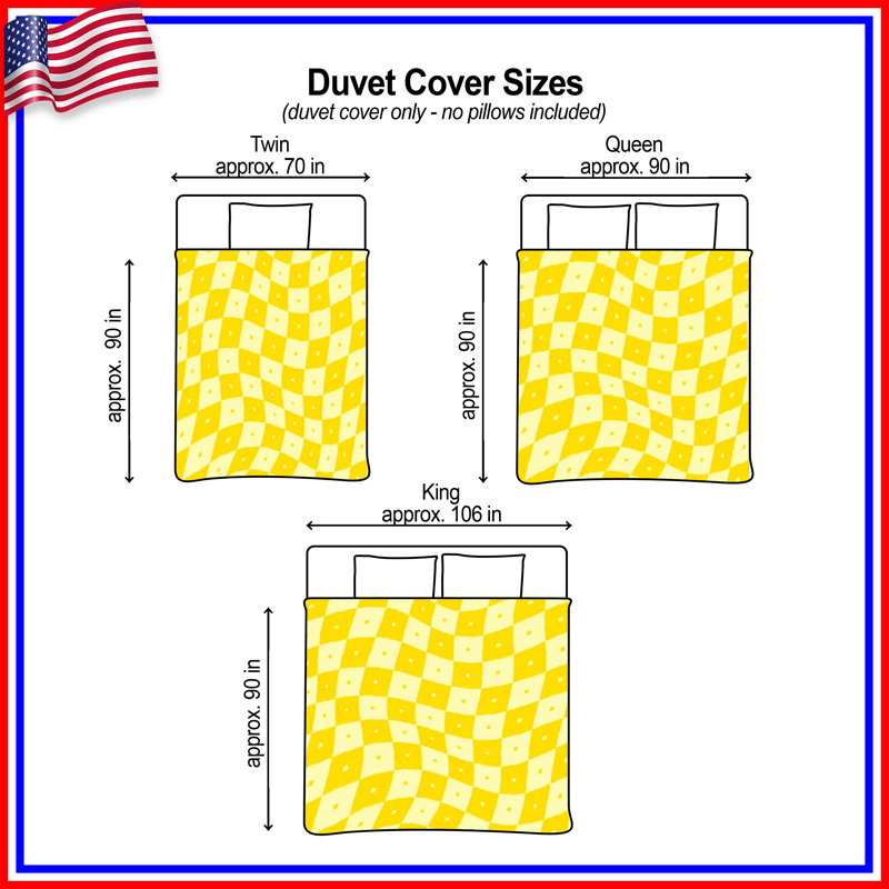 Housses de couette jaune à damier ondulé, Lit simple
