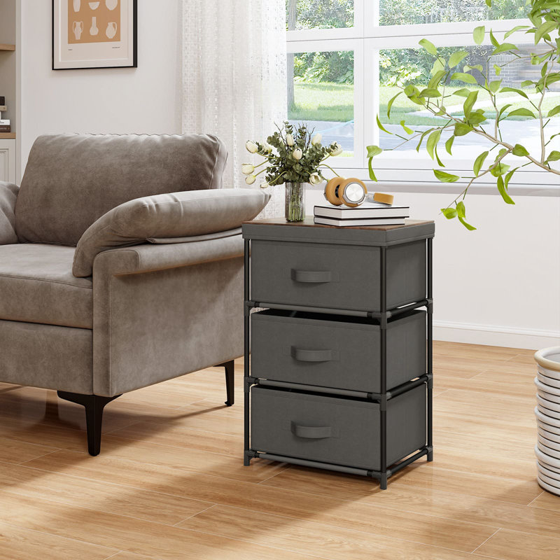 40cm W Metal Bedside Table, Gray