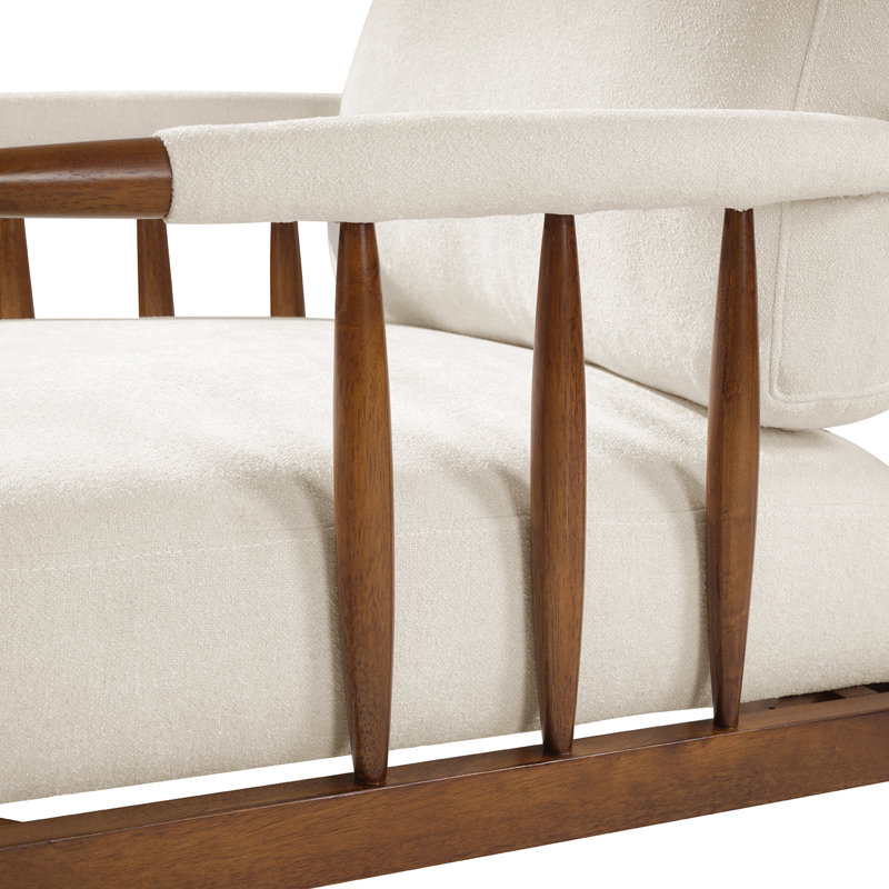 Avidite 27.25"W Farmhouse Solid Wood Arm Chair No Assembly Needed, Beige