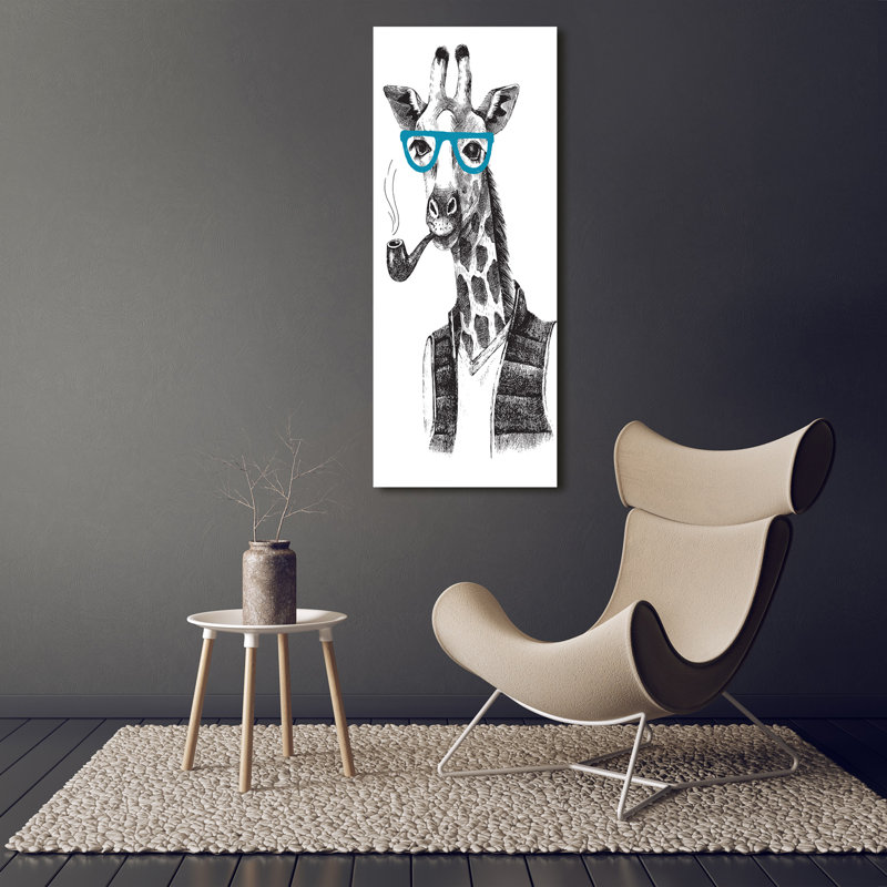 Giraffes With Glasses - Wrapped Canvas Print