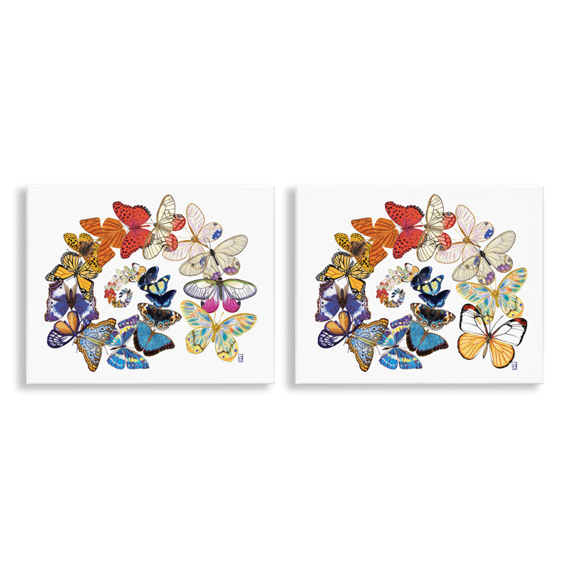 «Fly Away Butterfly Spirals», ensemble de 2 plaques murales par Ann Jasperson