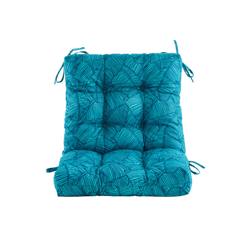 Coussin de siège / dossier extérieur 1 pièce Winston Porter, Feuilles de palmier bleues