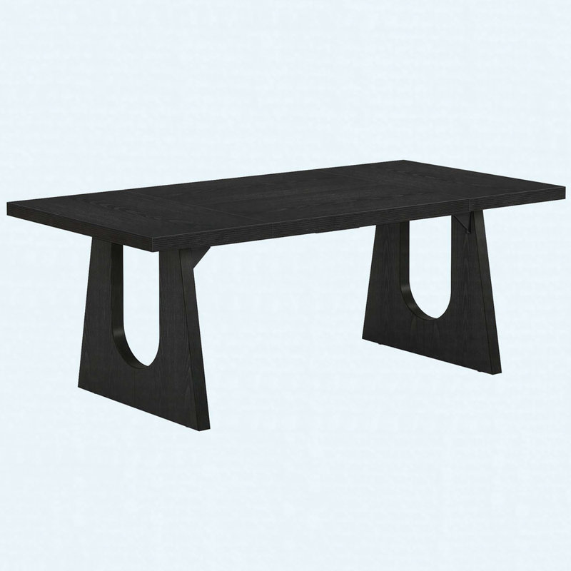 Table rectangulaire 71 "pour 6 à 8 personnes, table rectangulaire rustique avec pieds en bois massif, Noir