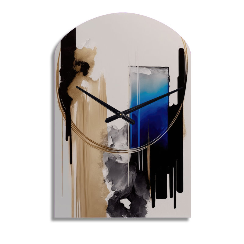Horloge murale abstraite bleue minimaliste II, Moyenne