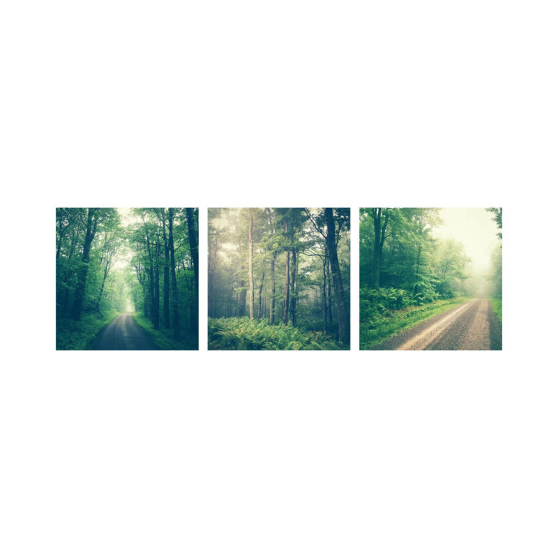 Forest Road Triptych - ensemble d'art mural sur toile - toile tendue (ensemble de 3)
