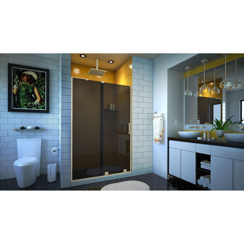 DreamLine Mirage-Z porte de douche coulissante sans cadre l 50-54 po x H 72 po, Nickel brossé