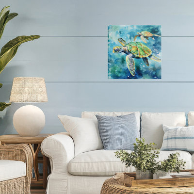 Deux tortues qui nagent sur toile, design par LSR Creative Studio