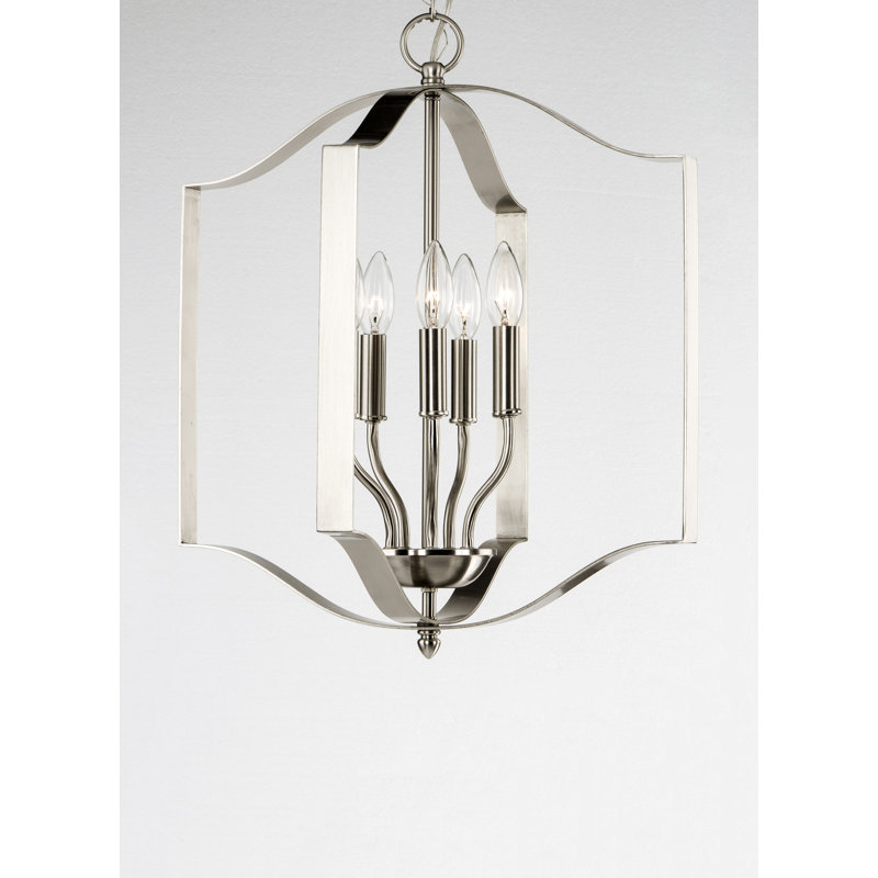 Lustre géométrique unique à 4 lumières Albano, Nickel satiné